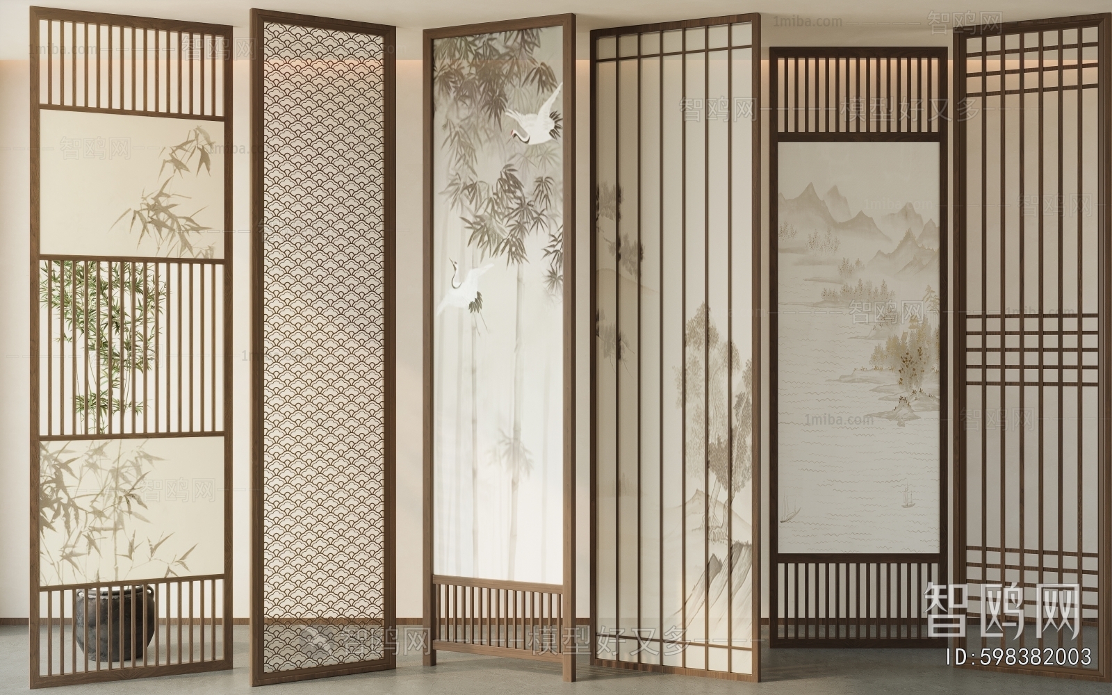 New Chinese Style Wooden Screen Partition