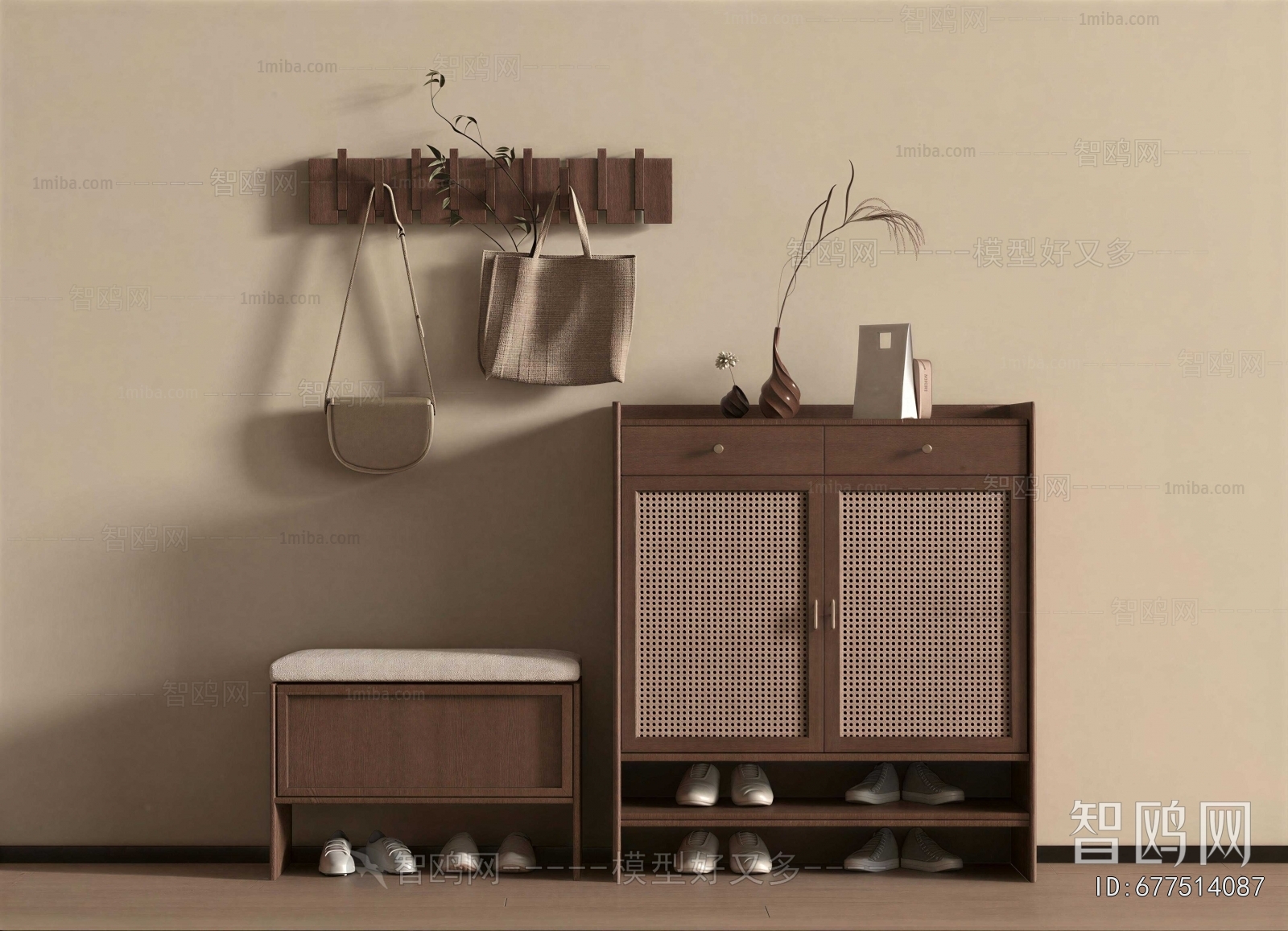 Wabi-sabi Style Shoe Cabinet