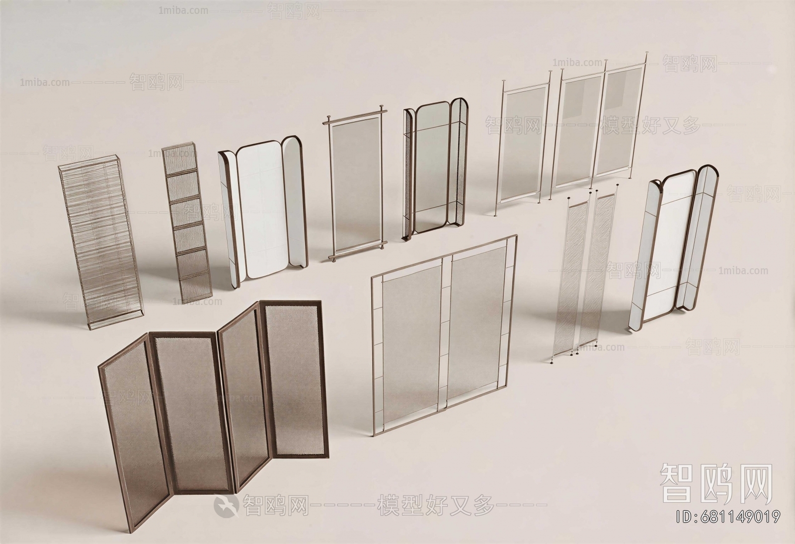 Wabi-sabi Style Glass Screen Partition