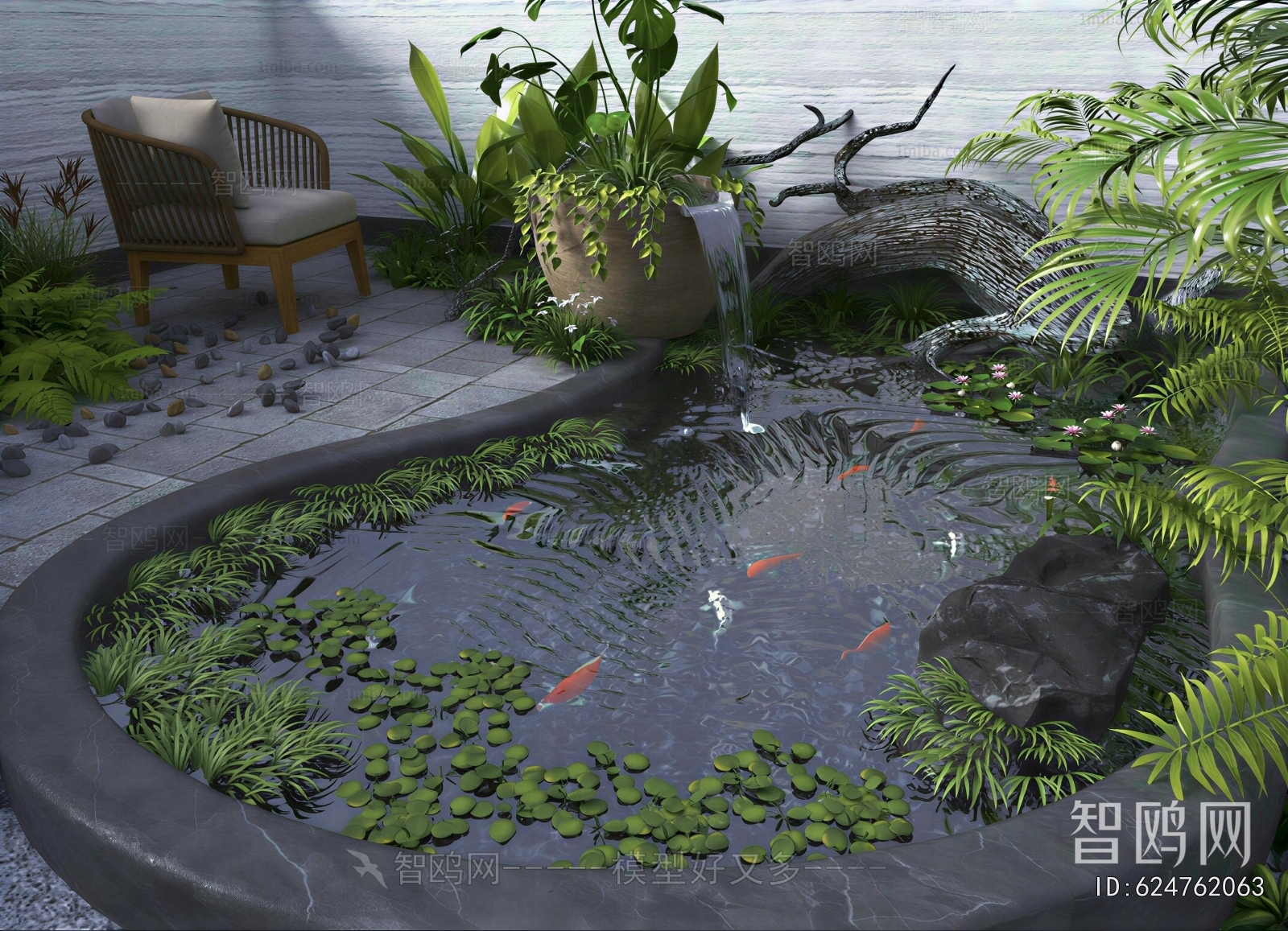 New Chinese Style Rockery Waterscape