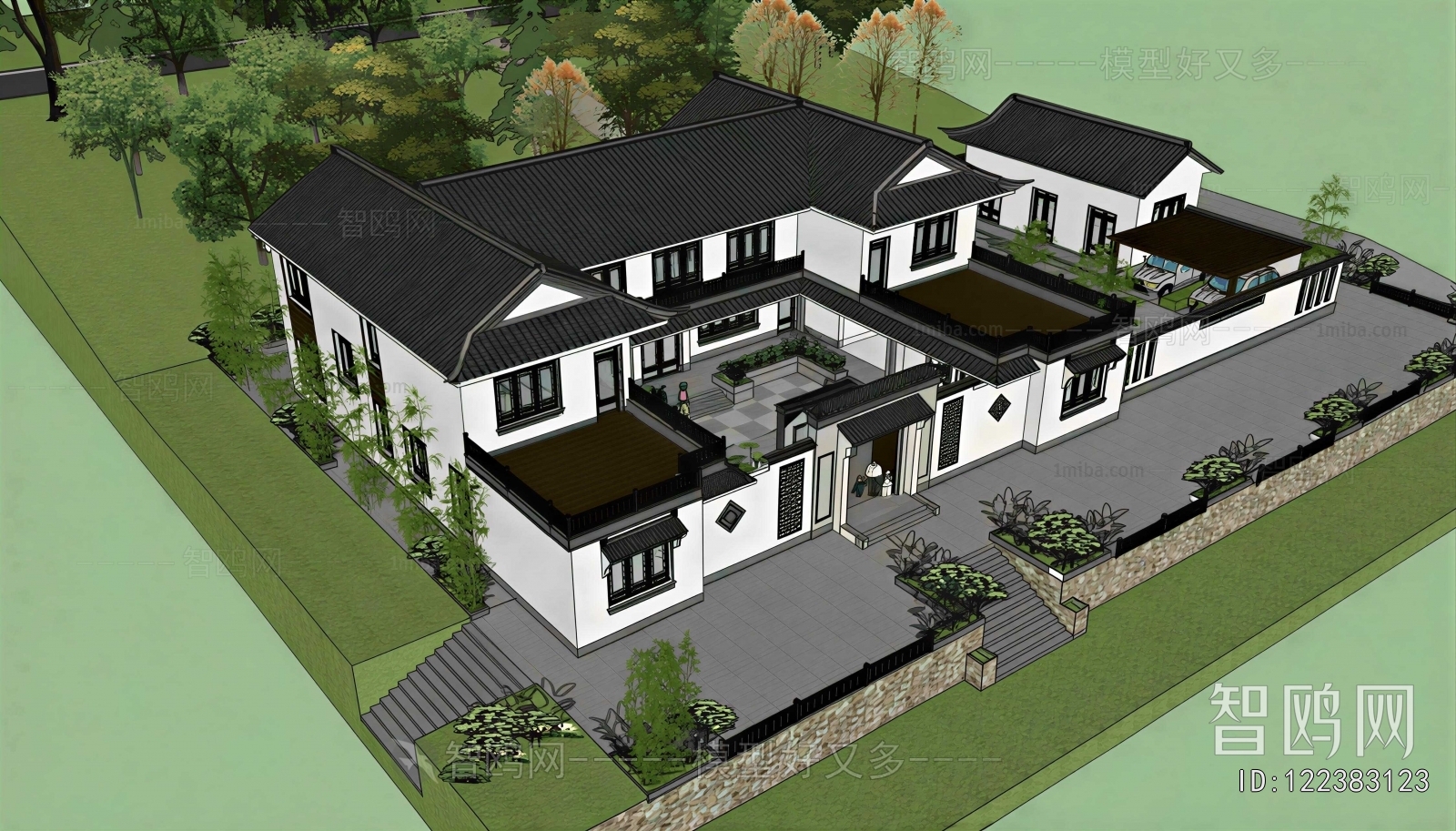 New Chinese Style Architectural Bird's-eye View Planning