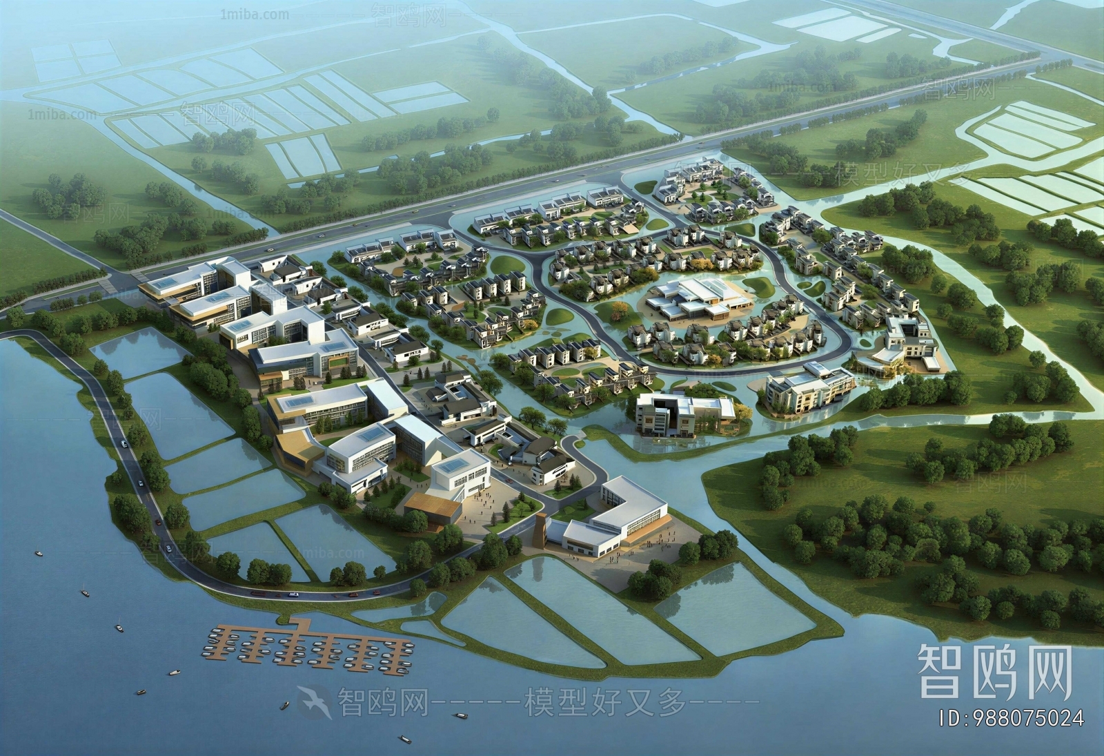 New Chinese Style Architectural Bird's-eye View Planning