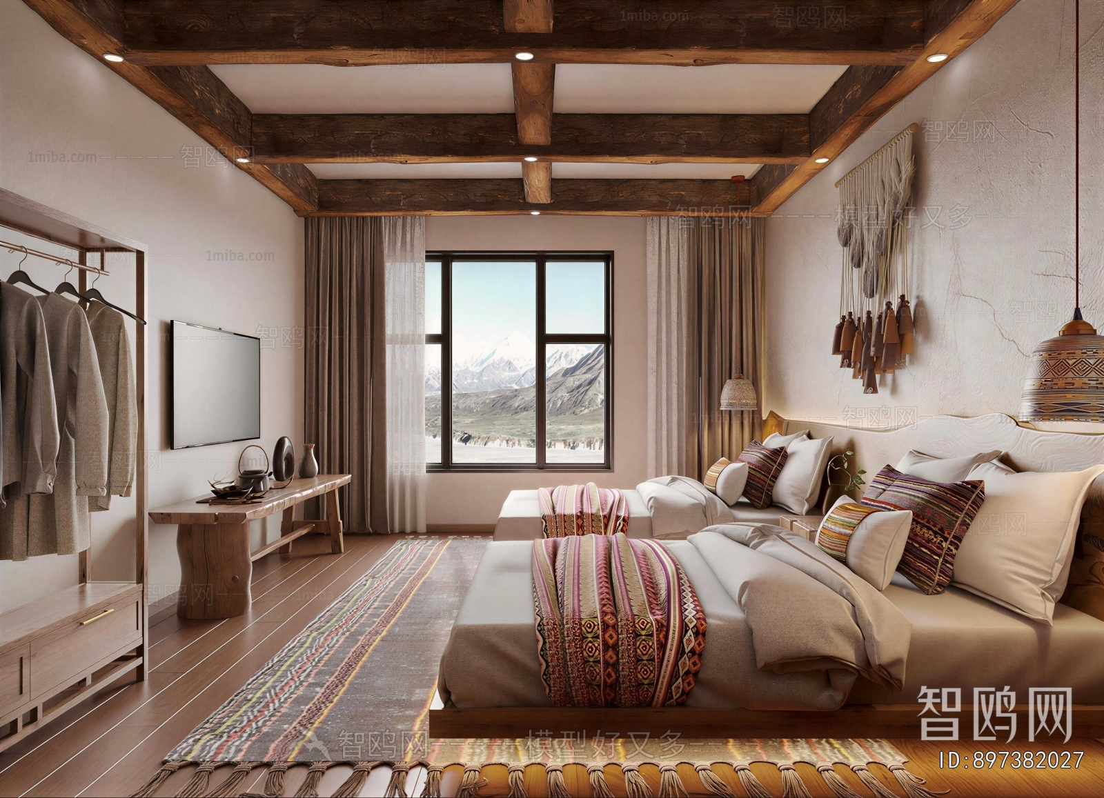 Wabi-sabi Style Guest Room