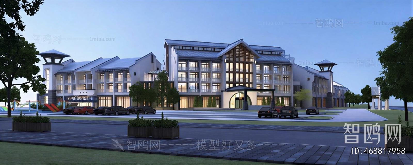 New Chinese Style Appearance Of Commercial Building