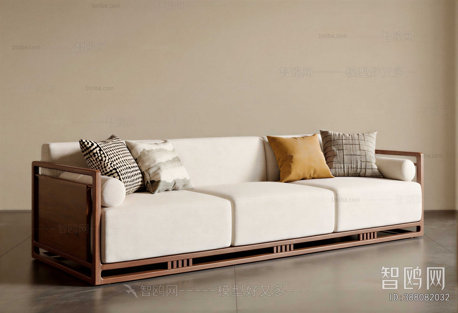 New Chinese Style Three-seat Sofa