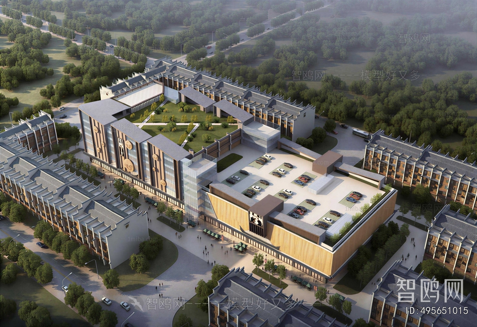 New Chinese Style Architectural Bird's-eye View Planning