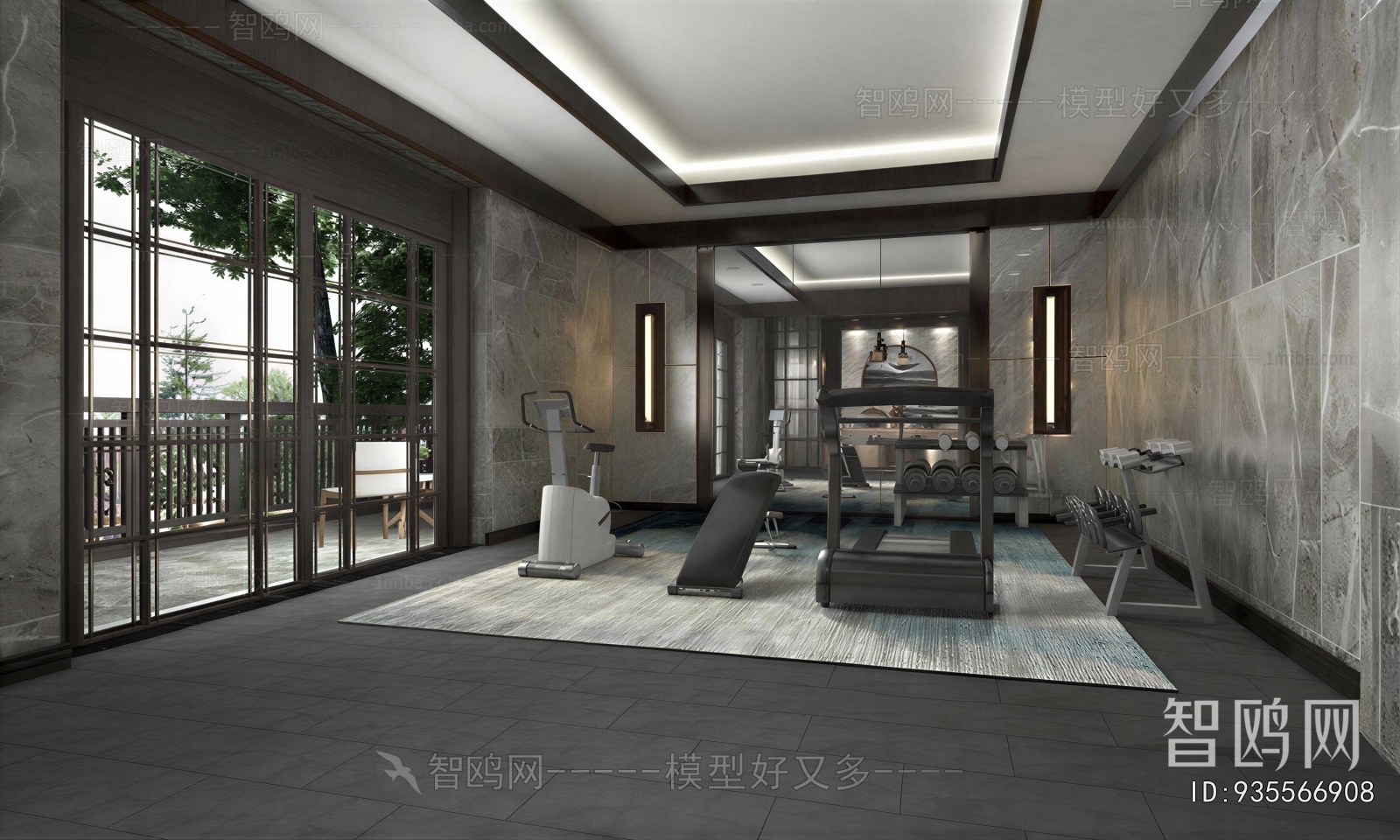 New Chinese Style Home Fitness Room
