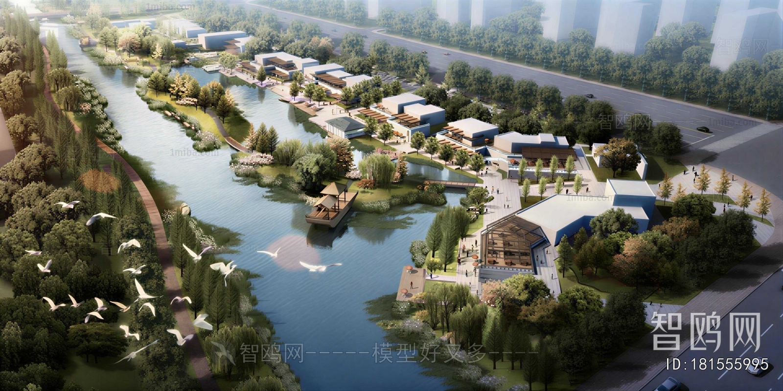 New Chinese Style Architectural Bird's-eye View Planning