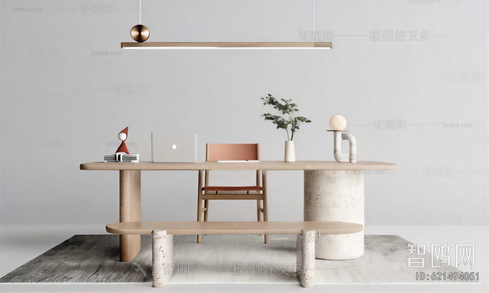 Wabi-sabi Style Computer Desk And Chair
