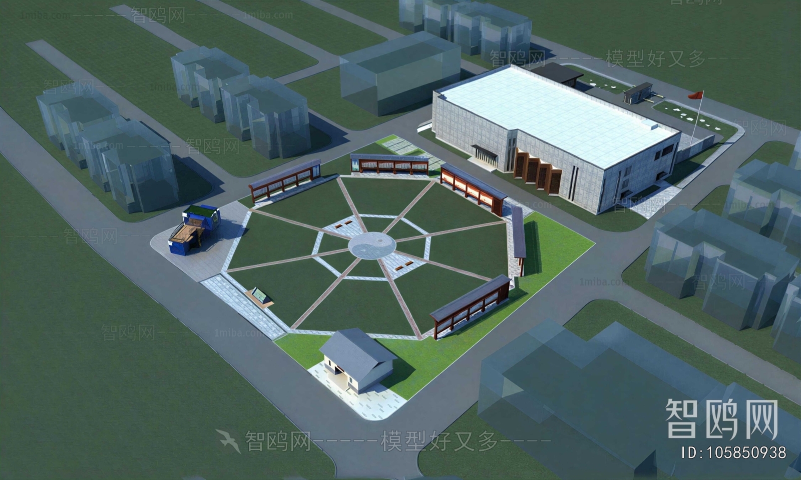 New Chinese Style Architectural Bird's-eye View Planning
