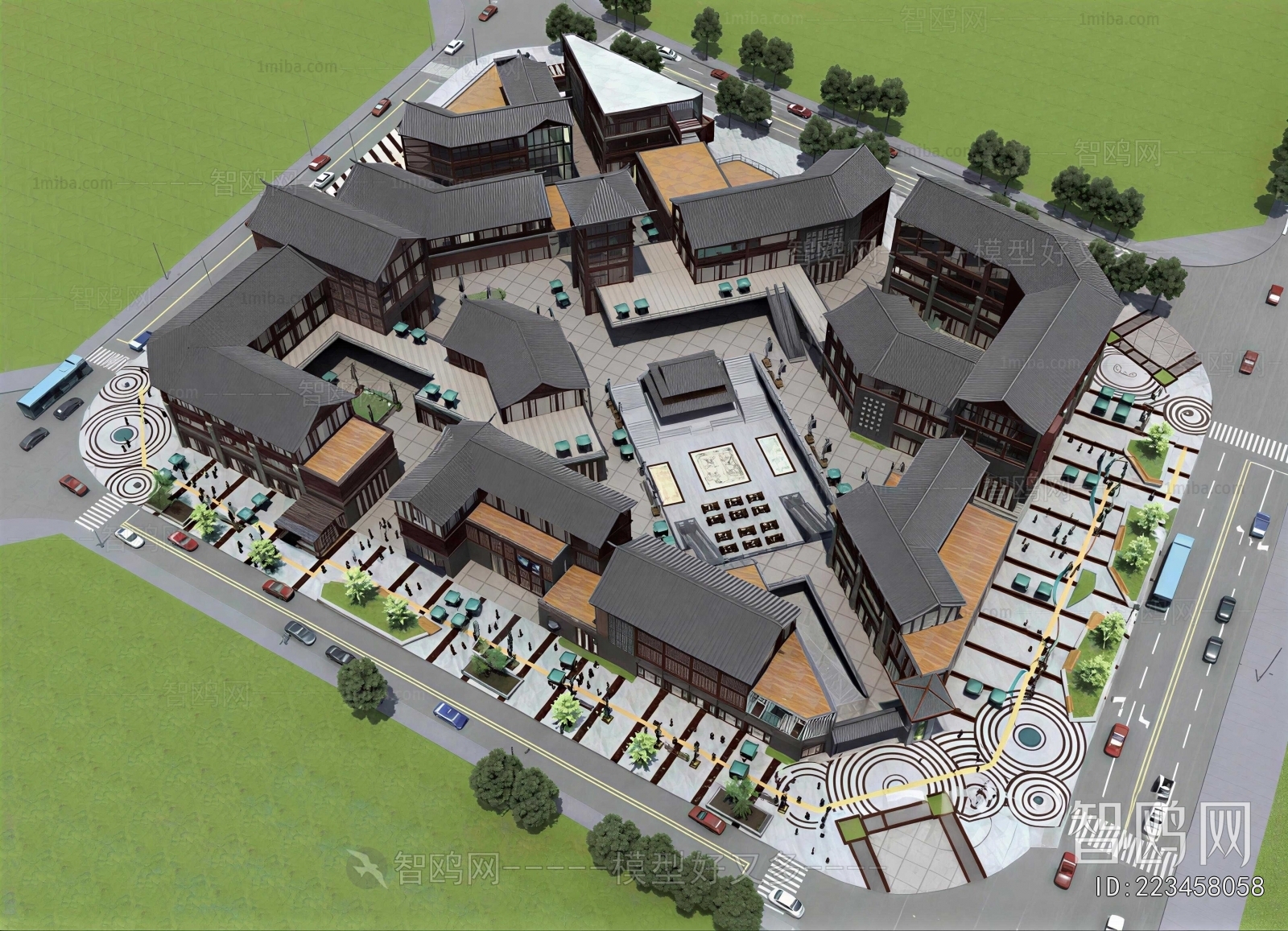 New Chinese Style Architectural Bird's-eye View Planning