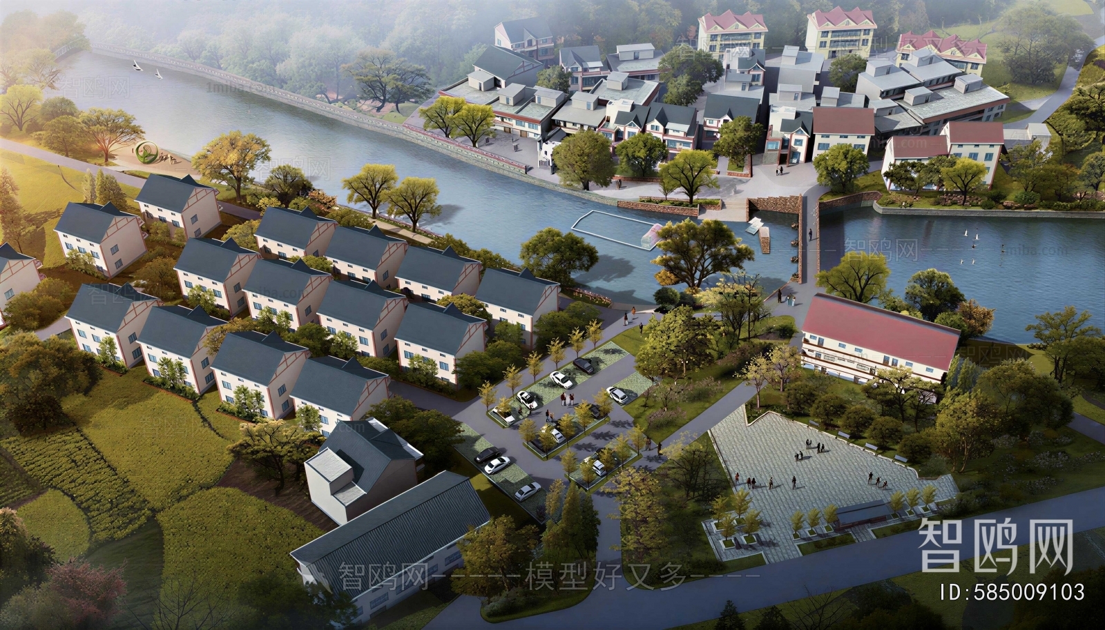New Chinese Style Architectural Bird's-eye View Planning