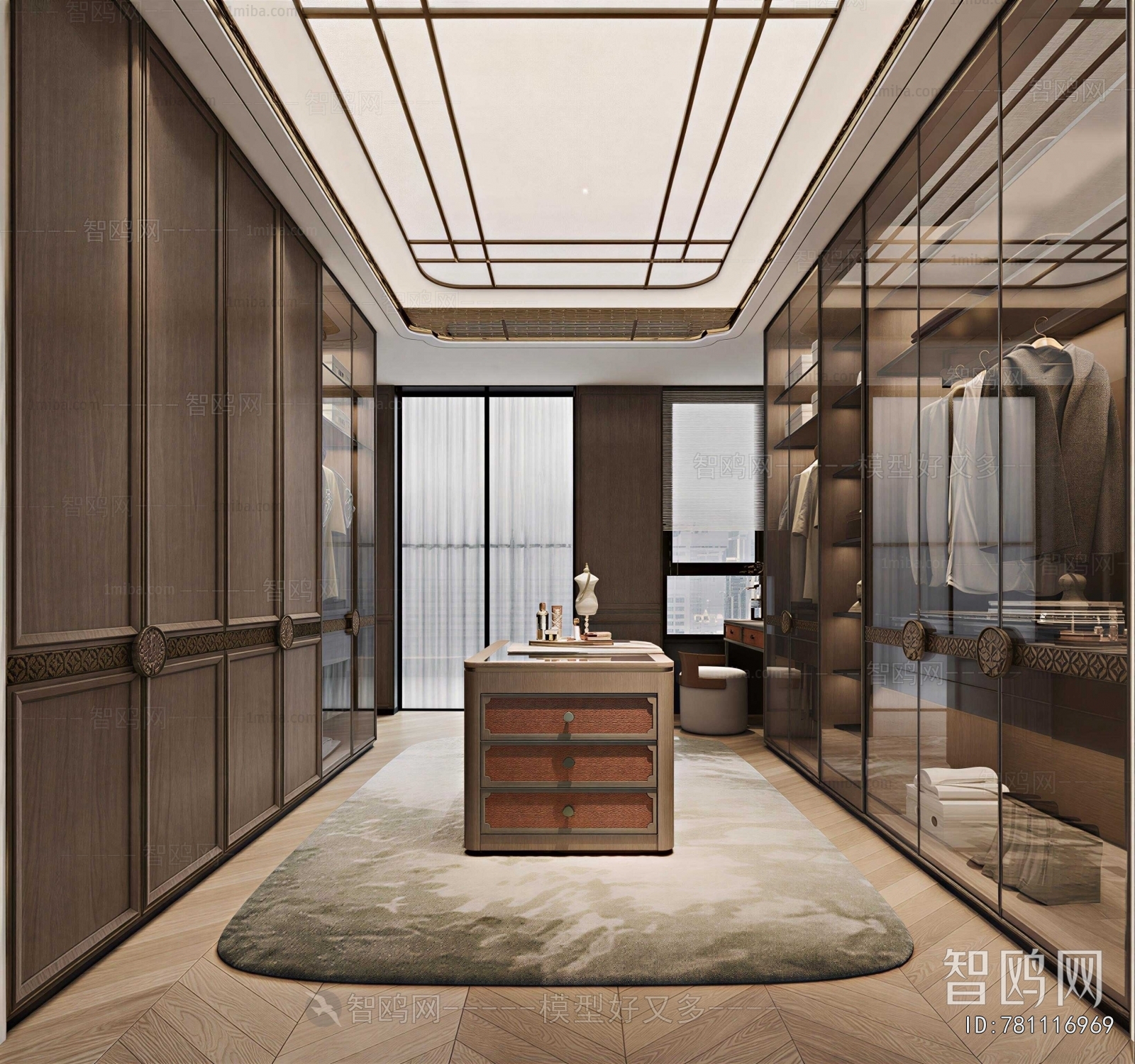New Chinese Style Clothes Storage Area