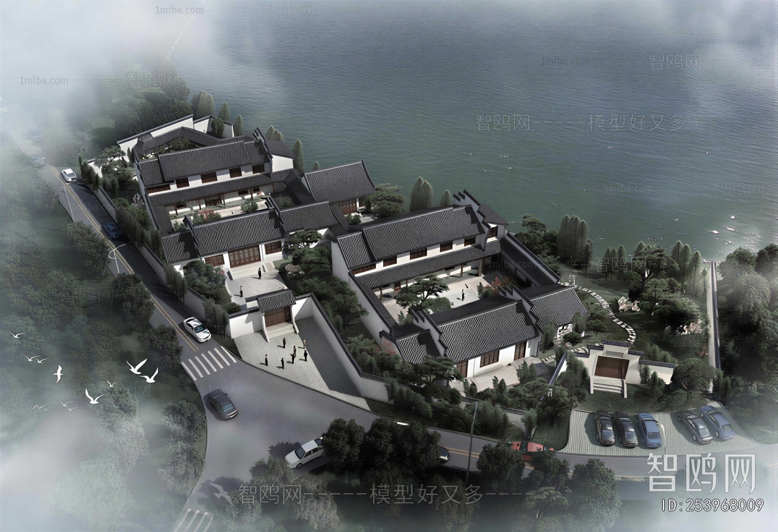 New Chinese Style Architectural Bird's-eye View Planning