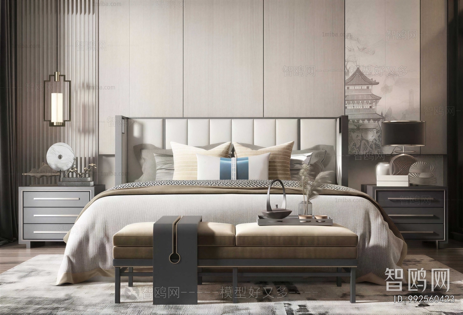 New Chinese Style Double Bed