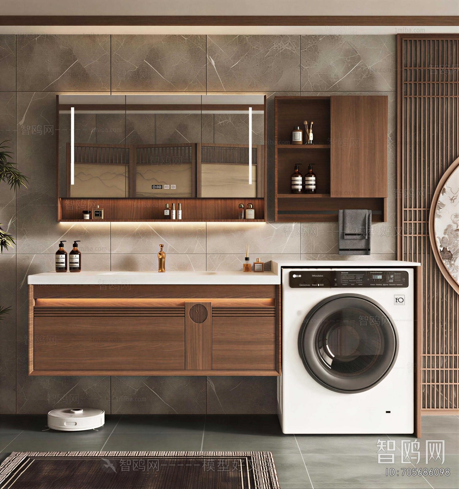 New Chinese Style Laundry Cabinet