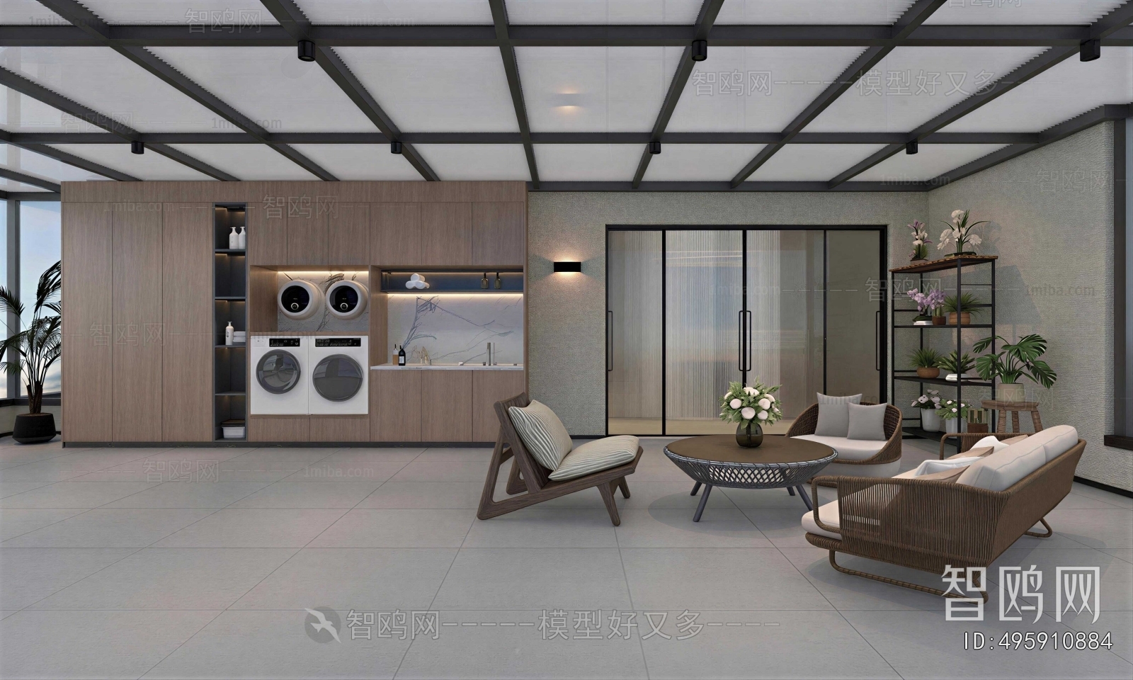 Modern Balcony Laundry Room