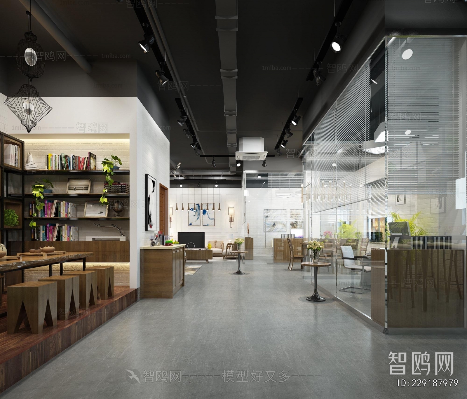 Industrial Style Office Aisle