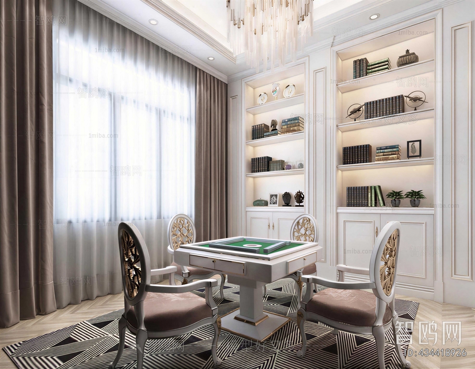 Simple European Style Chess And Card Room