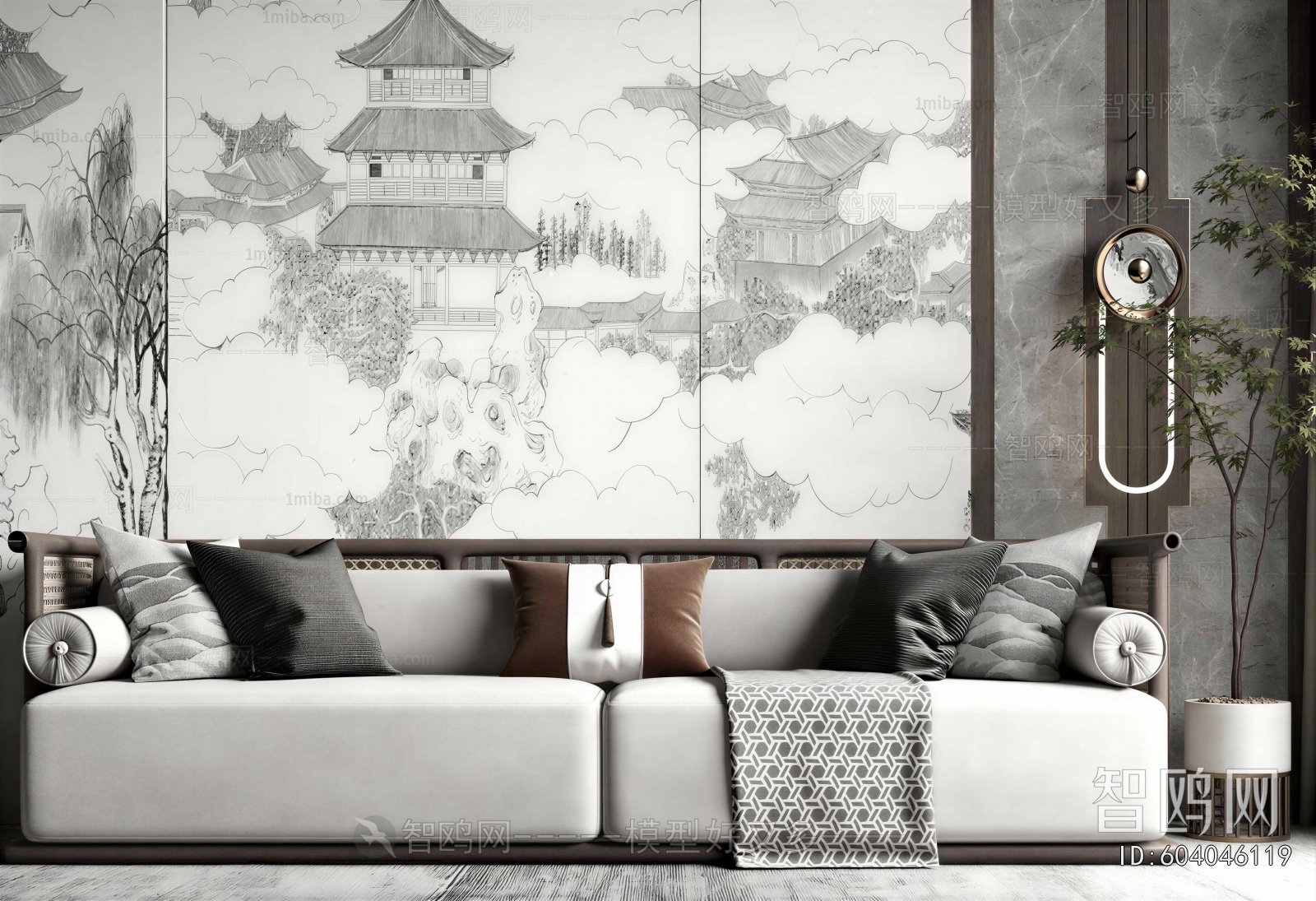 New Chinese Style Multi Person Sofa