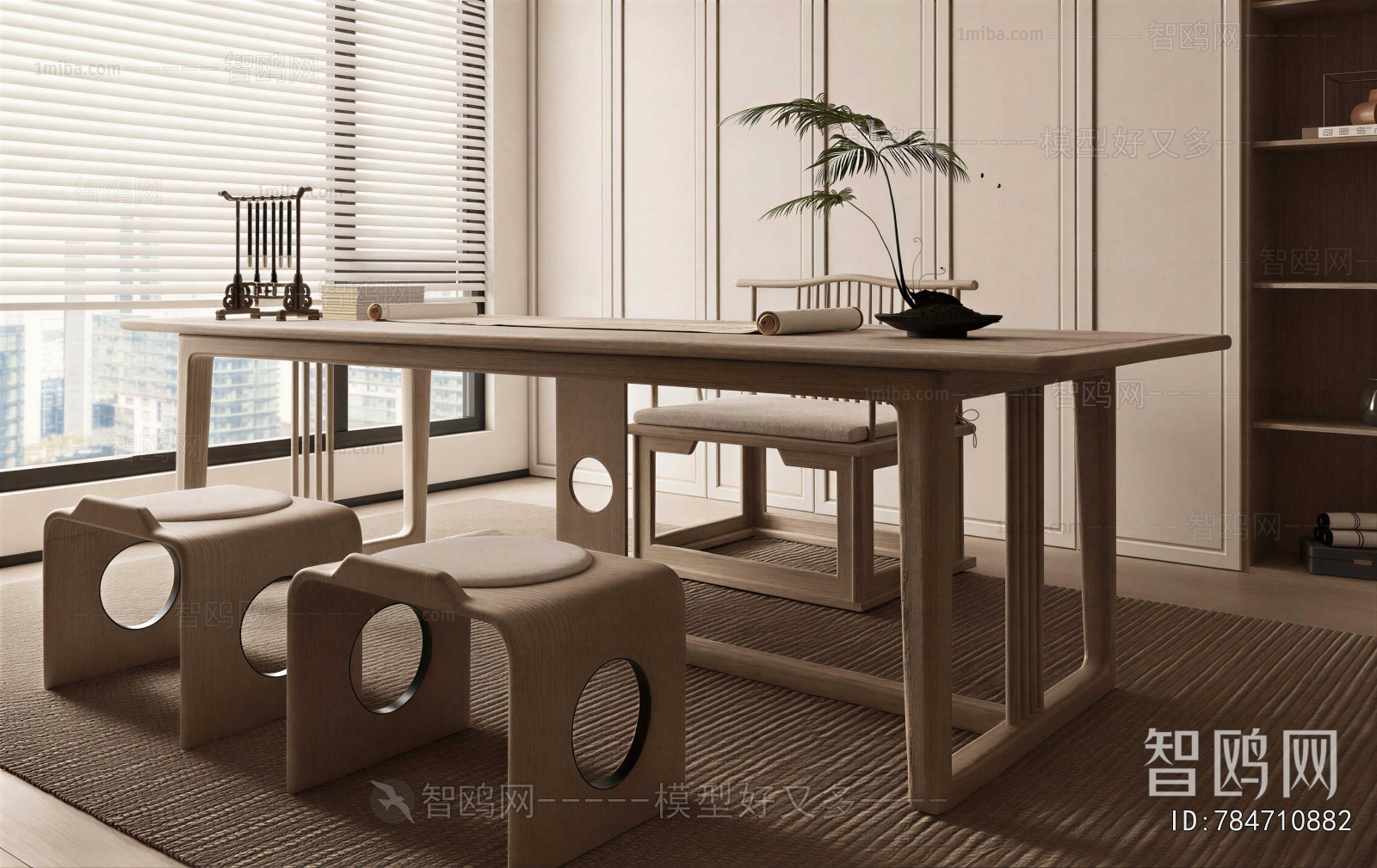 New Chinese Style Computer Desk And Chair