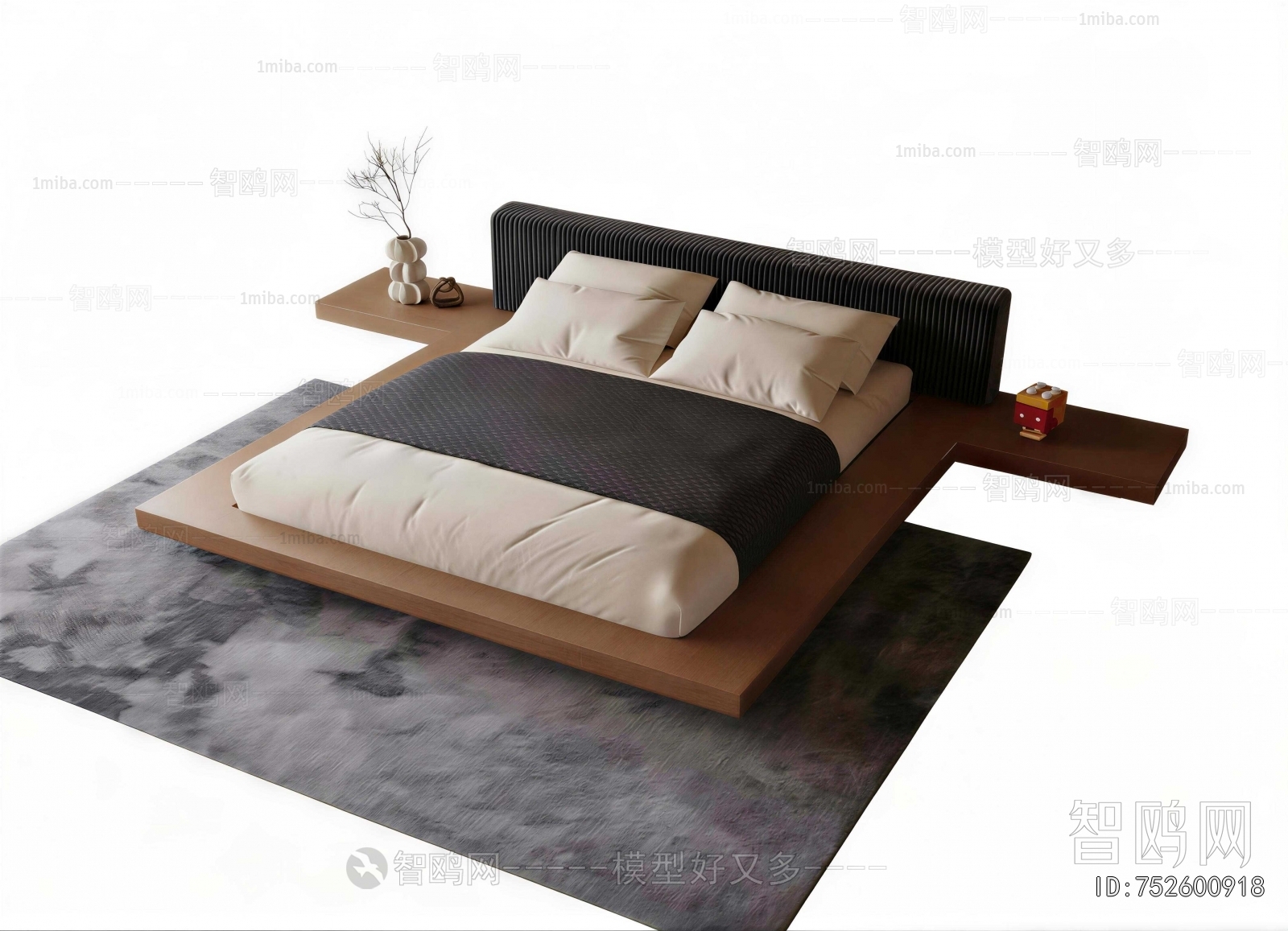 Wabi-sabi Style Double Bed