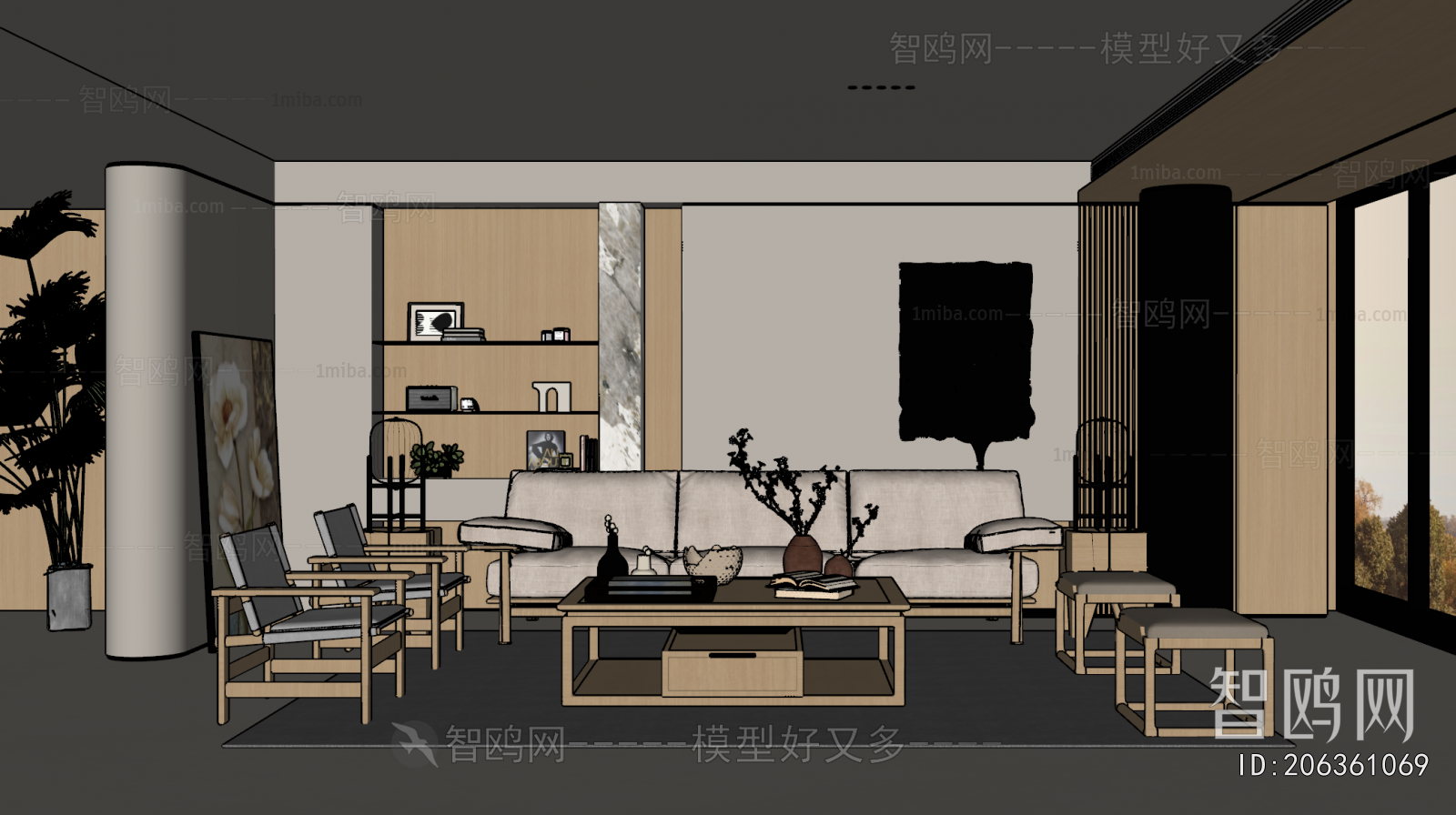 New Chinese Style A Living Room