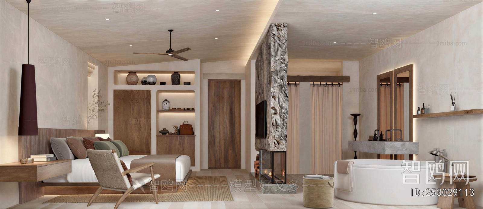 Wabi-sabi Style Guest Room