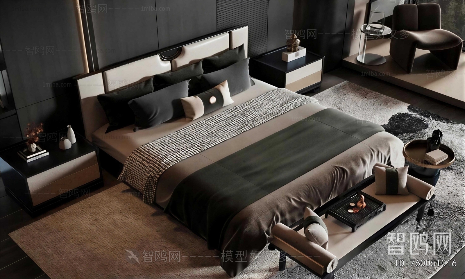 New Chinese Style Double Bed