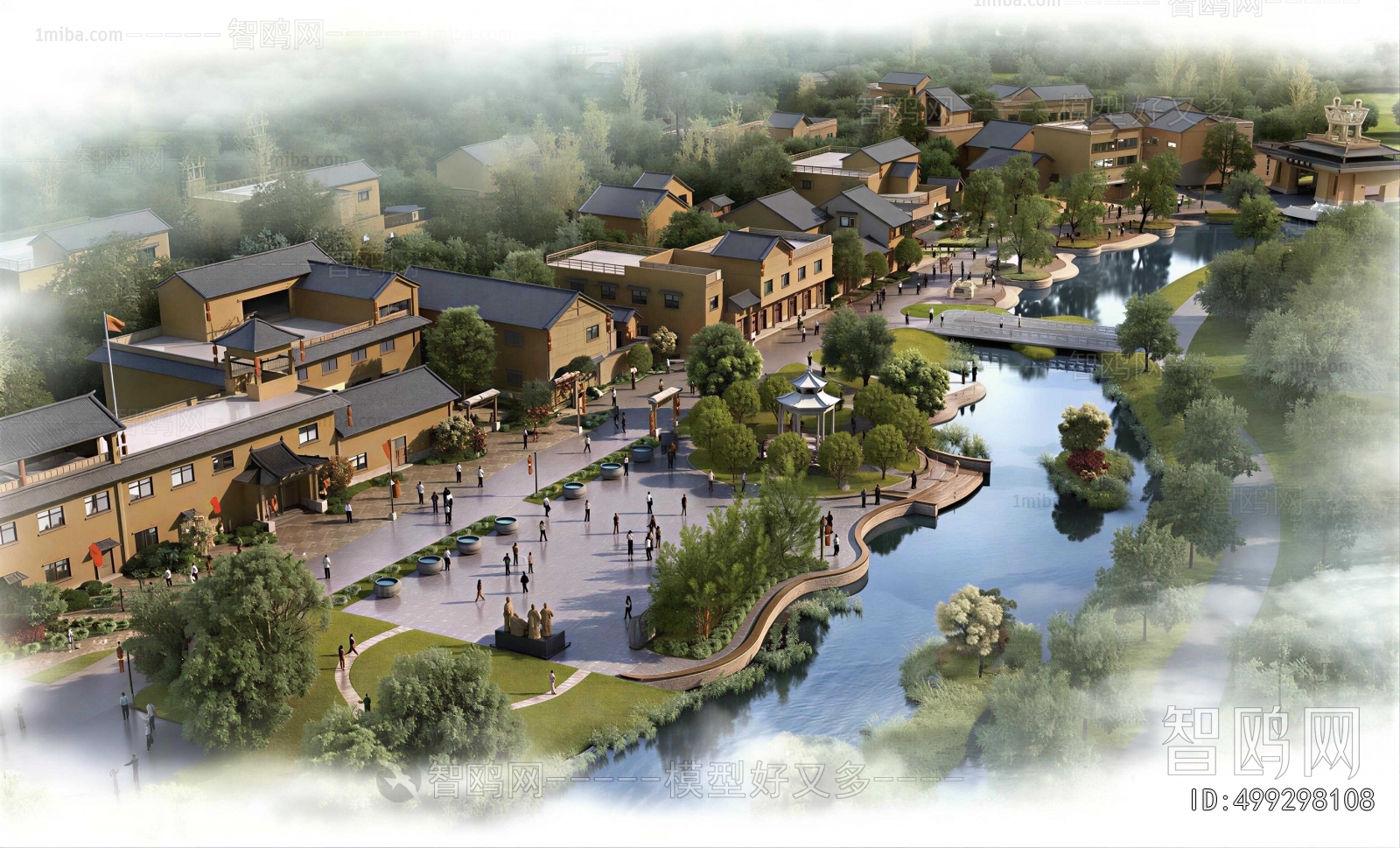 New Chinese Style Architectural Bird's-eye View Planning