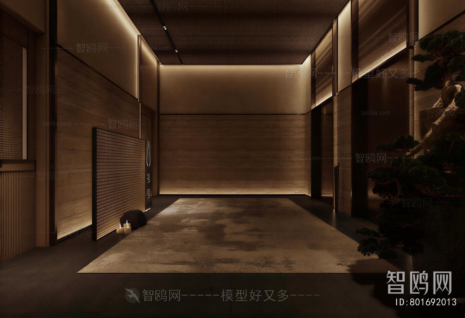 New Chinese Style Office Elevator Hall