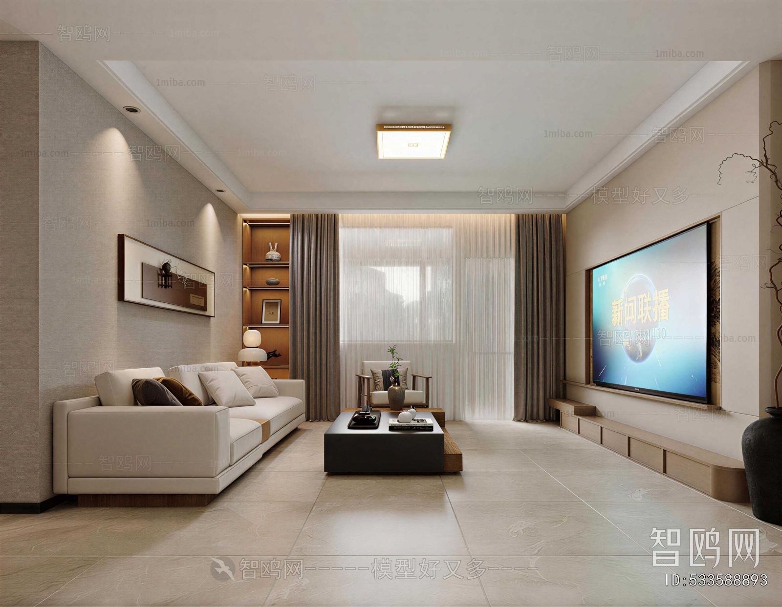 New Chinese Style A Living Room