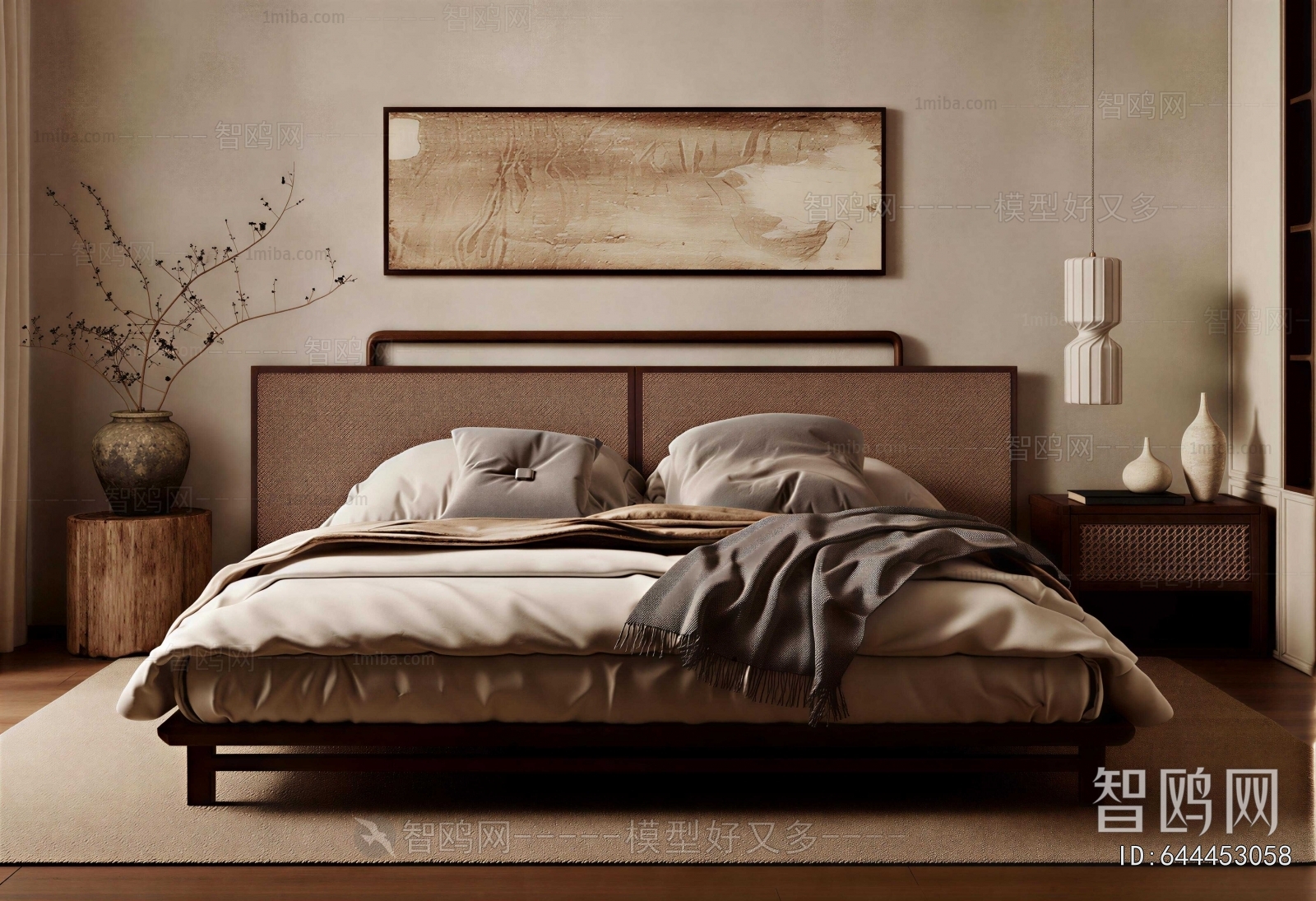 Wabi-sabi Style Double Bed