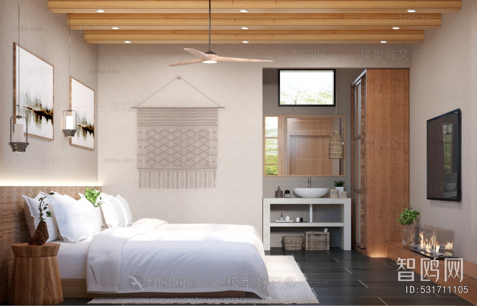 Wabi-sabi Style Guest Room