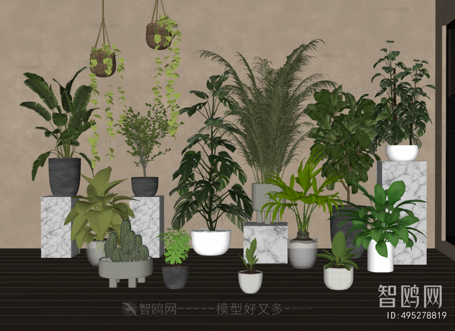 Modern Ground Green Plant Potted Plants