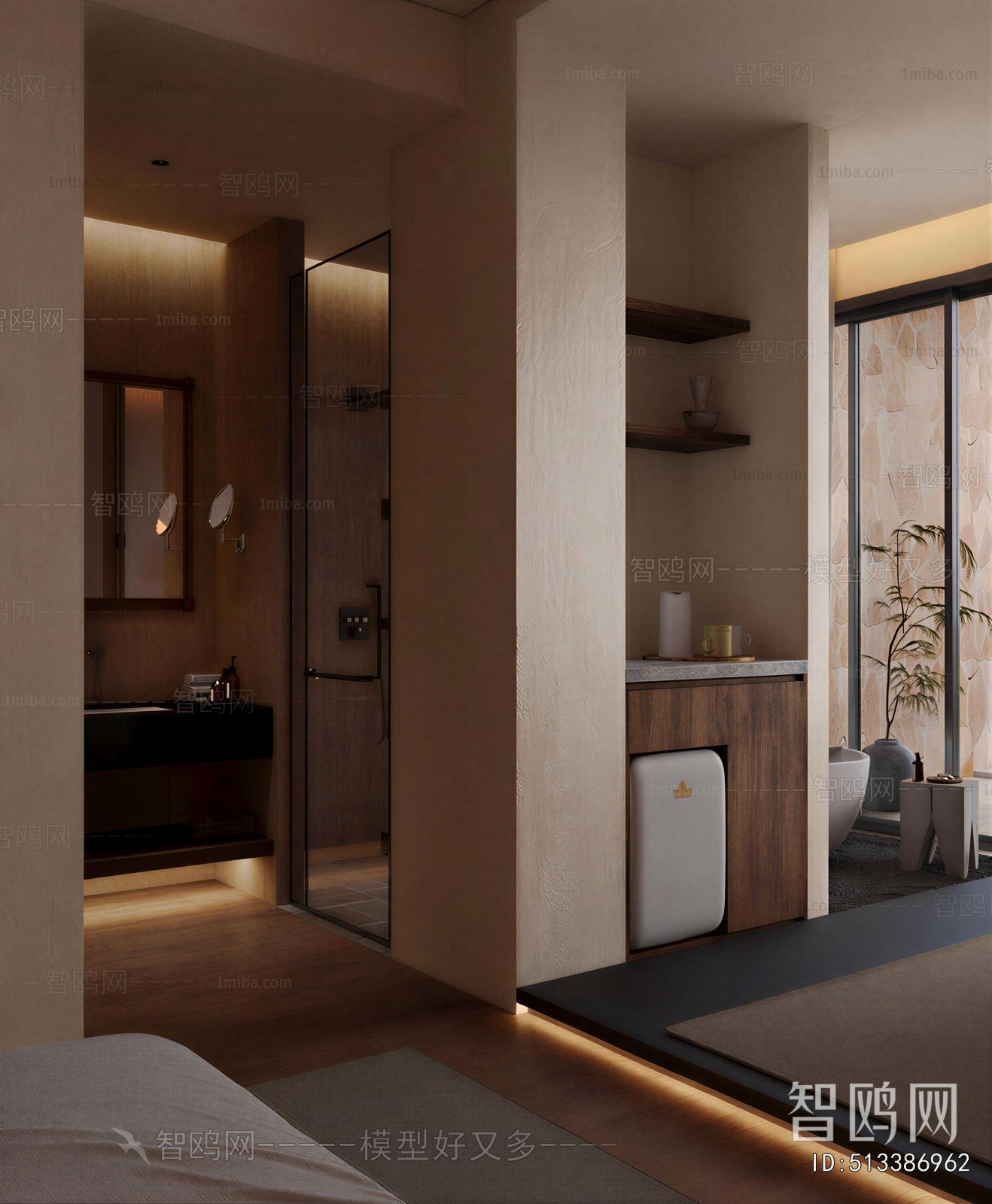 Wabi-sabi Style Guest Room