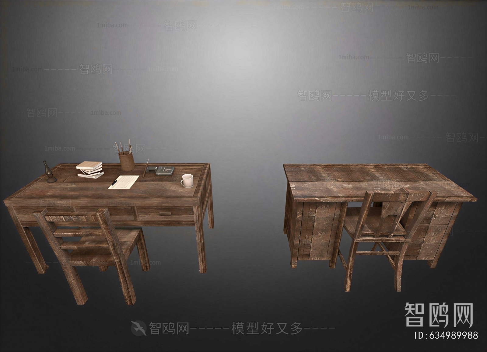 Wabi-sabi Style Computer Desk And Chair