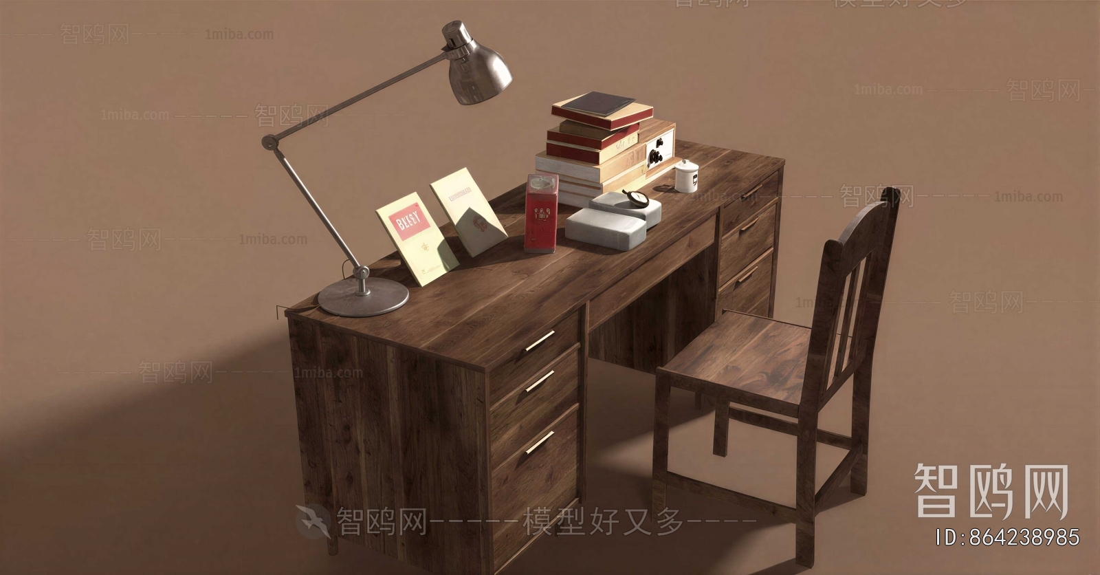 Retro Style Computer Desk And Chair