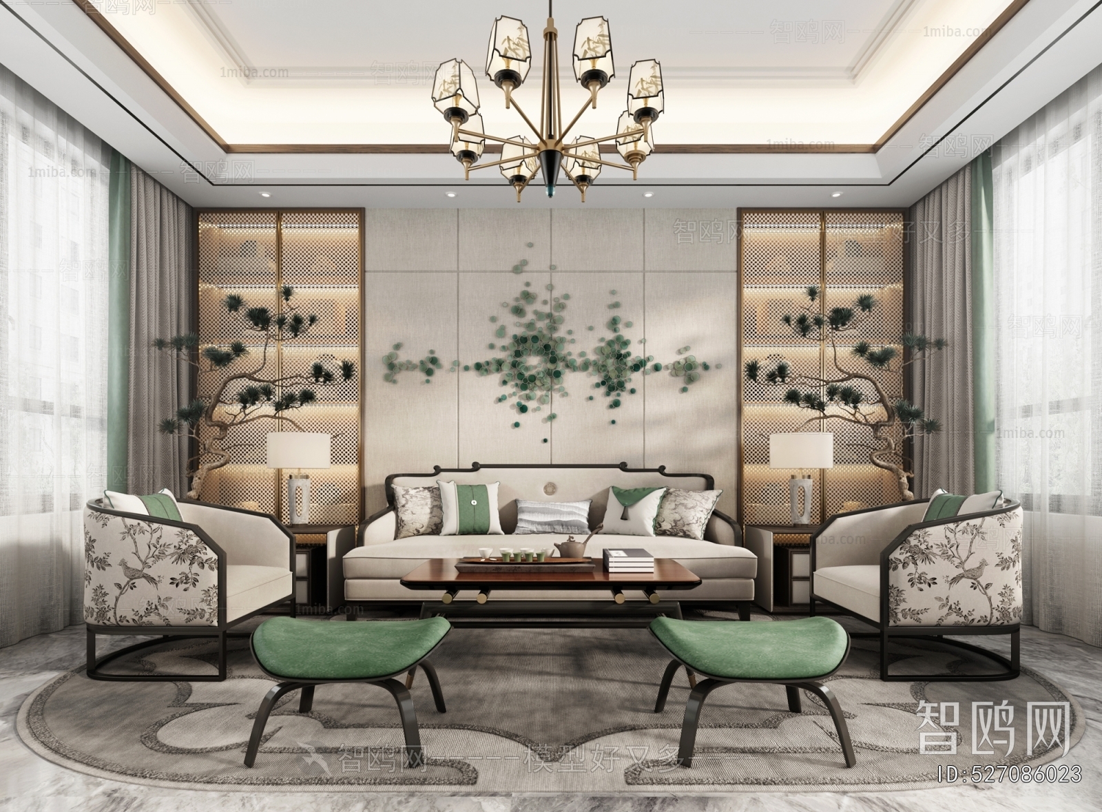 New Chinese Style A Living Room