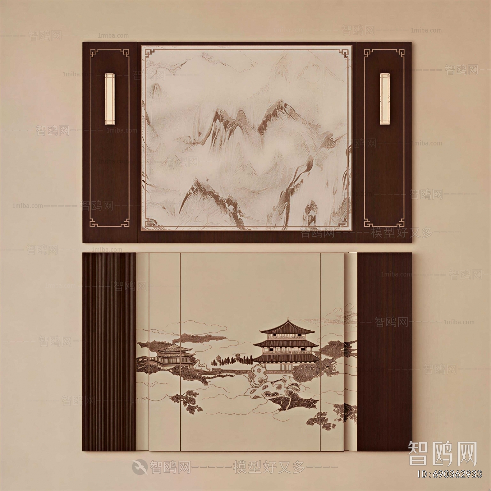 New Chinese Style TV Wall
