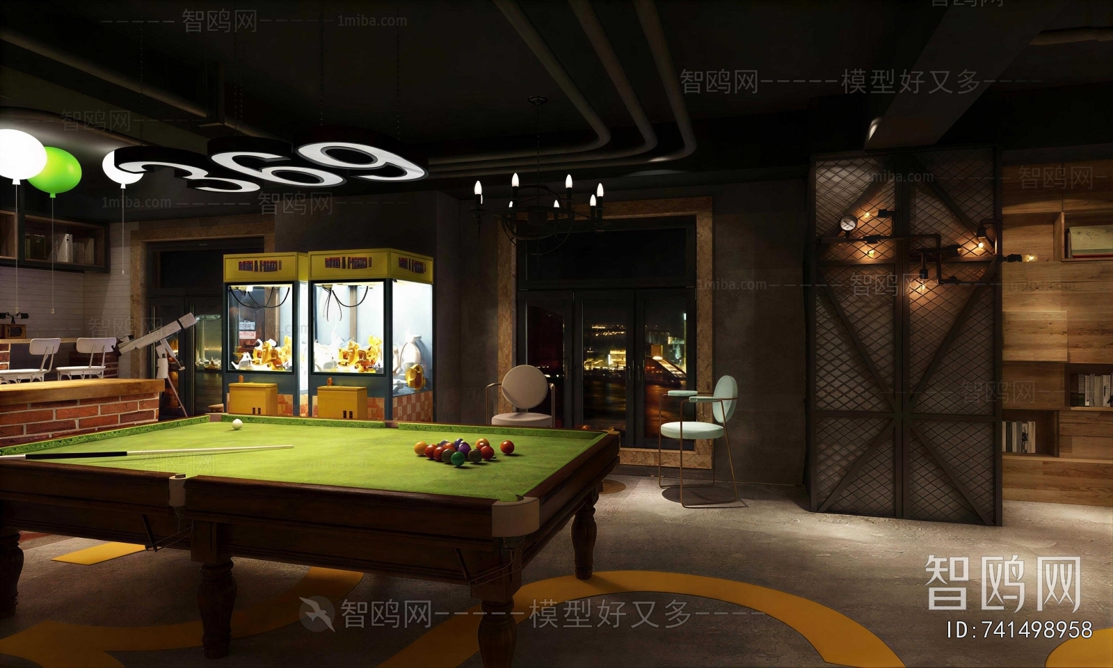 Industrial Style Billiard Room