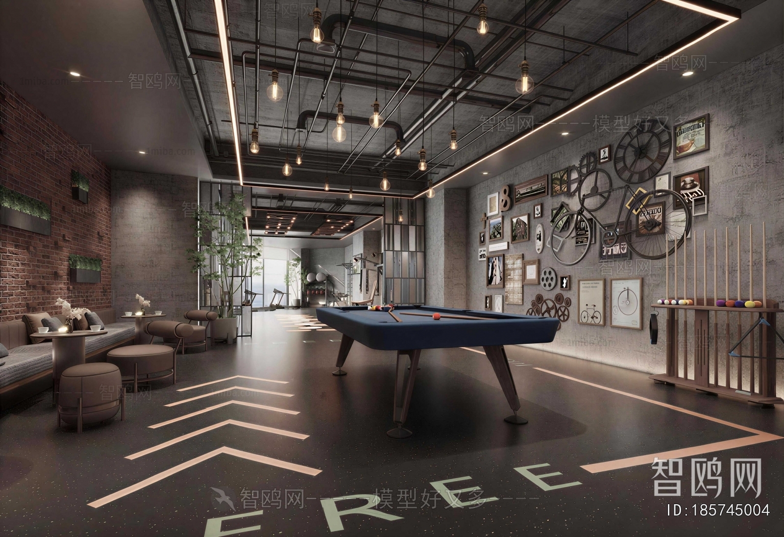 Industrial Style Billiard Room