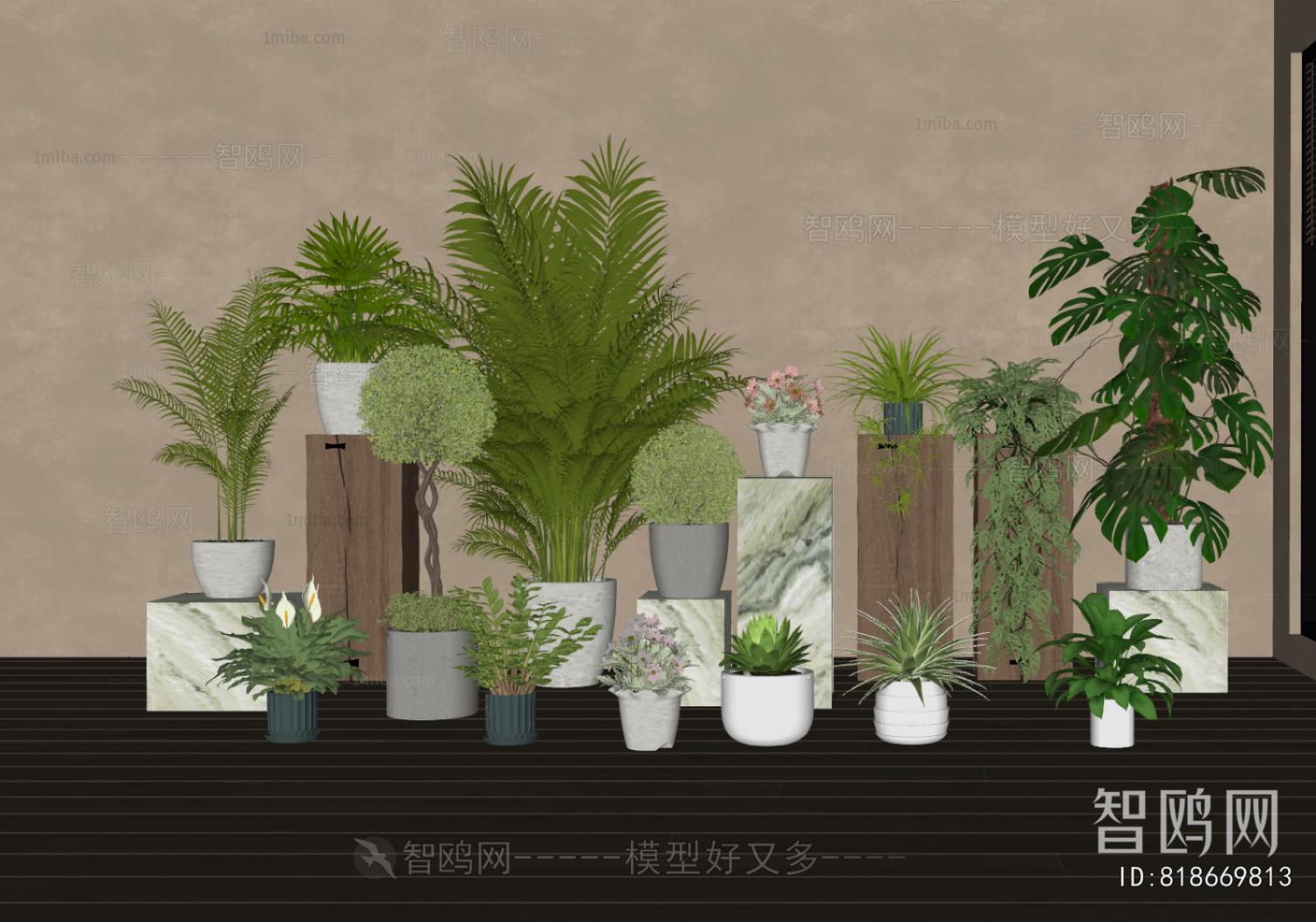Modern Ground Green Plant Potted Plants