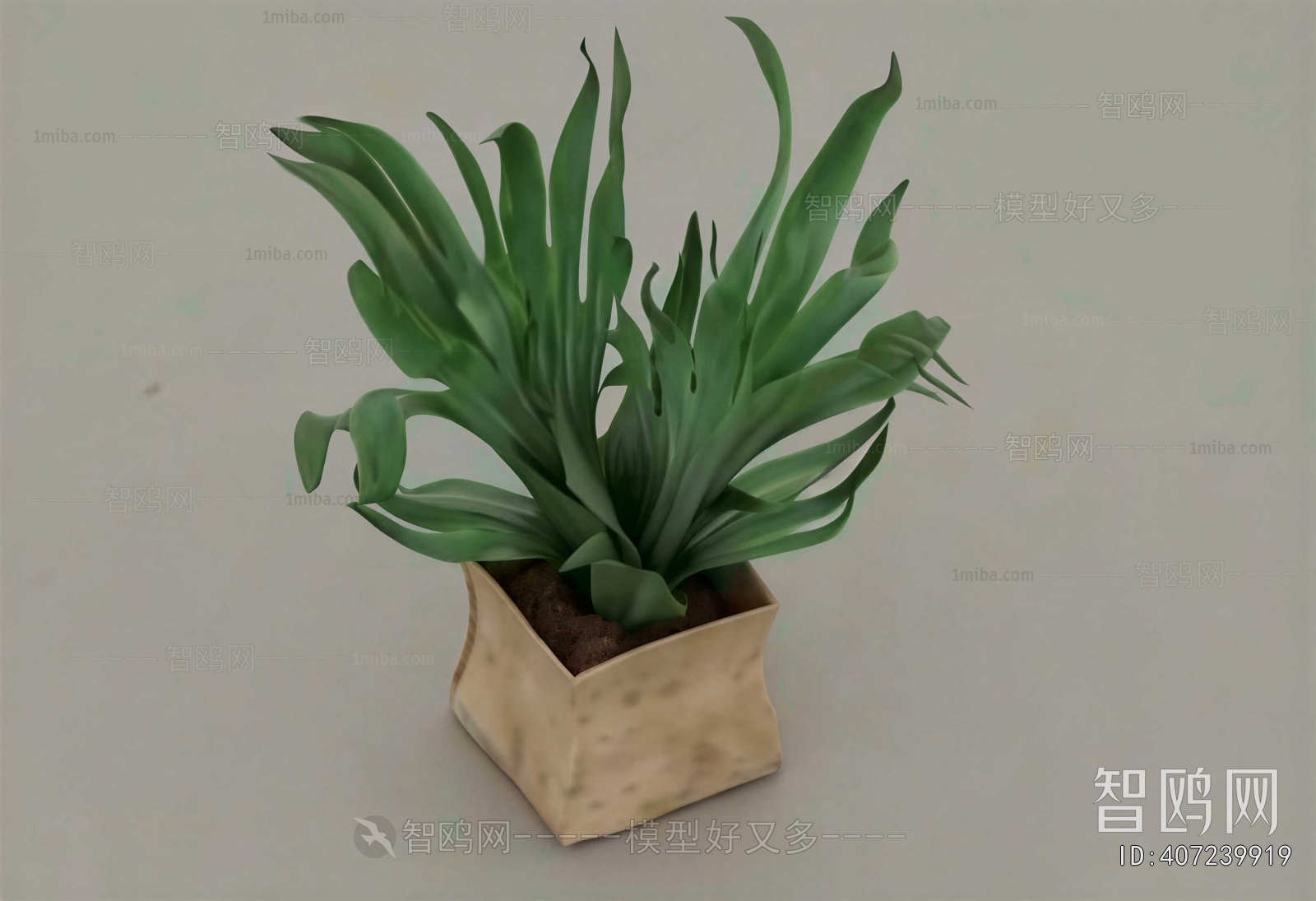 Modern Potted Green Plant