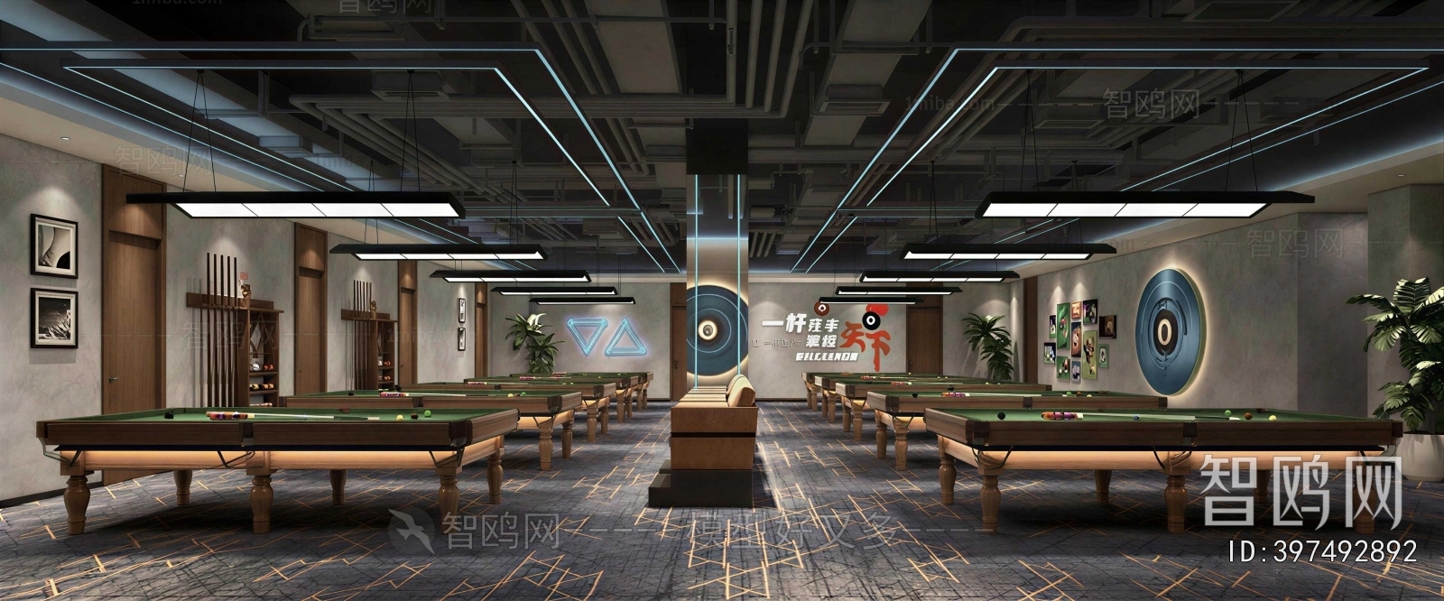 Industrial Style Billiard Room