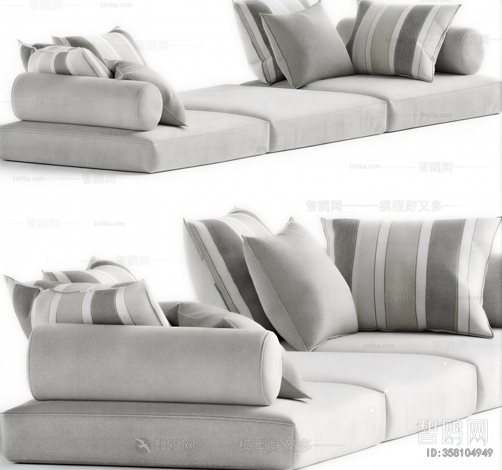 Wabi-sabi Style Three-seat Sofa