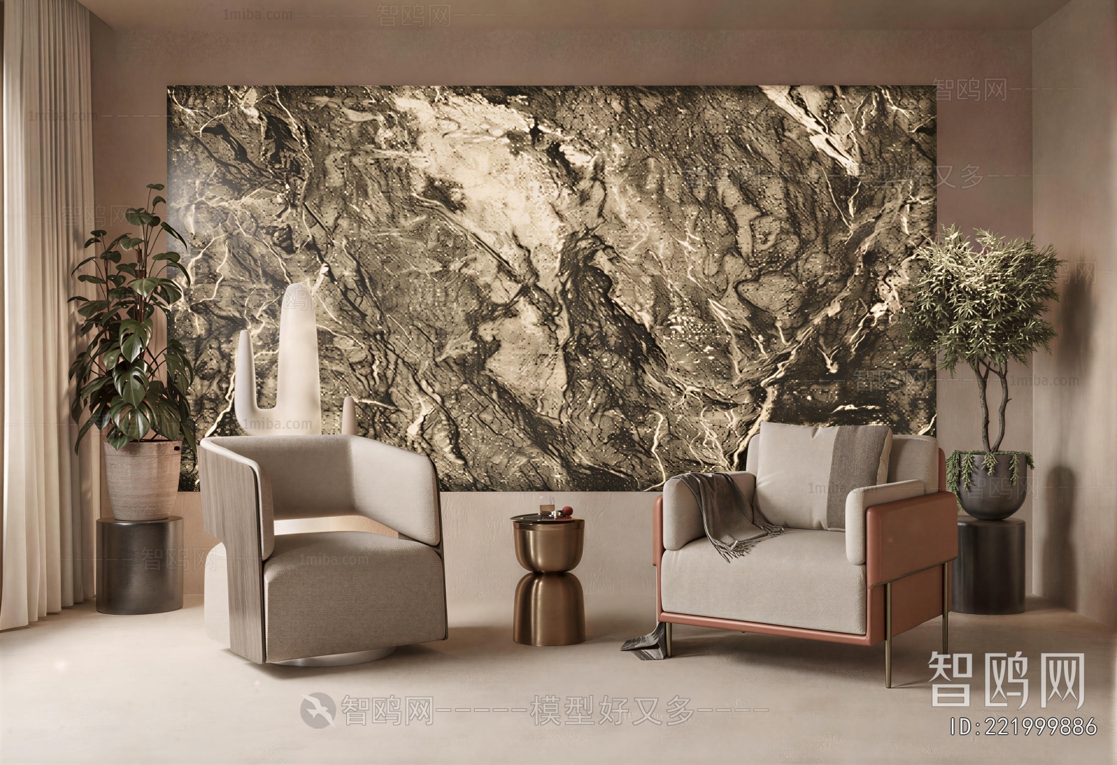 Wabi-sabi Style Single Sofa