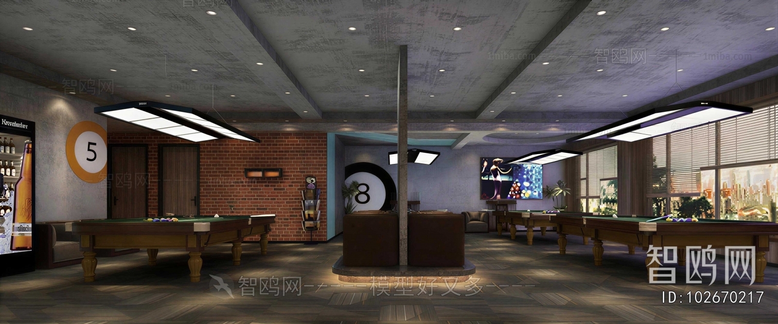 Industrial Style Billiard Room