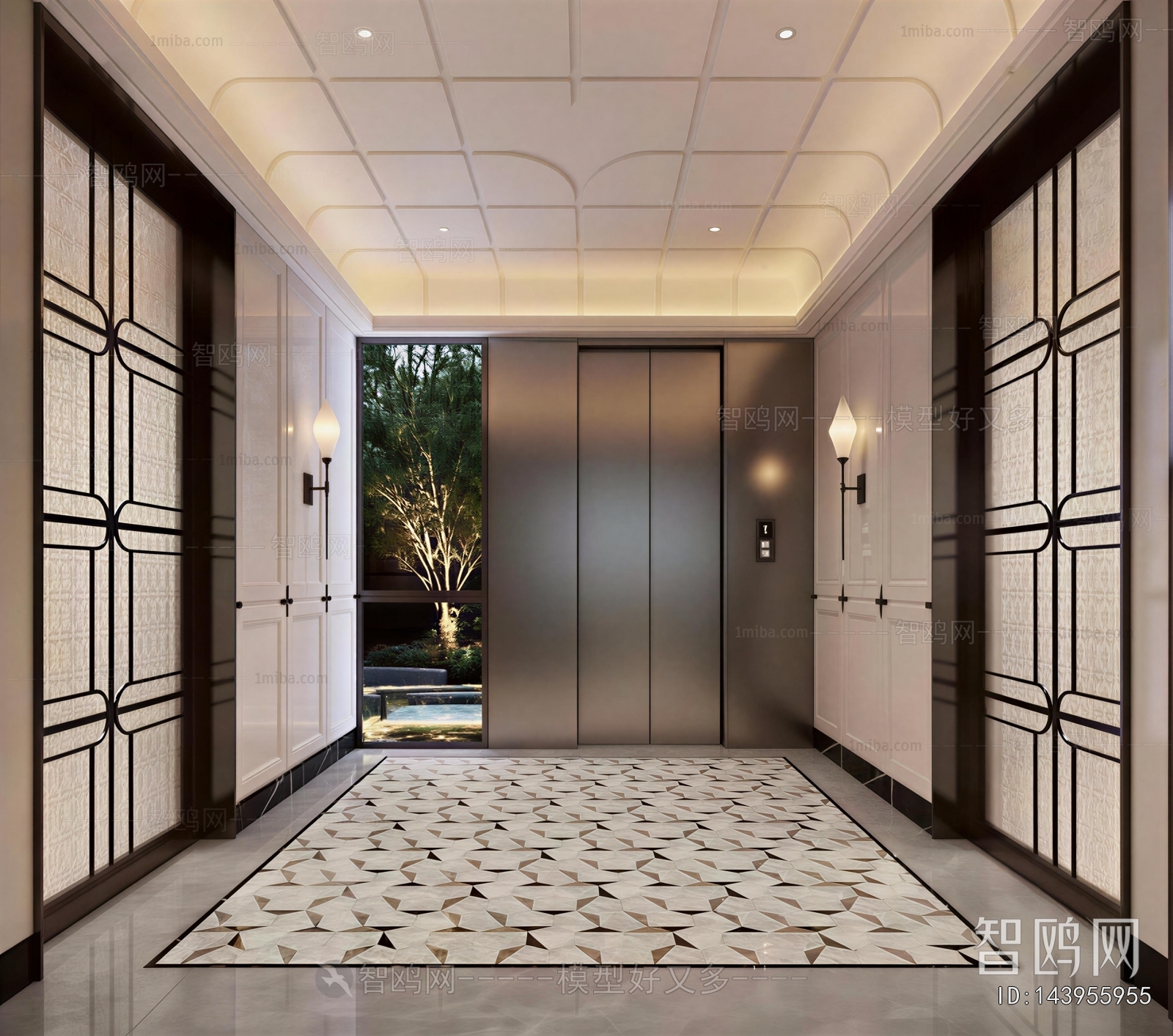 New Chinese Style Elevator Hall