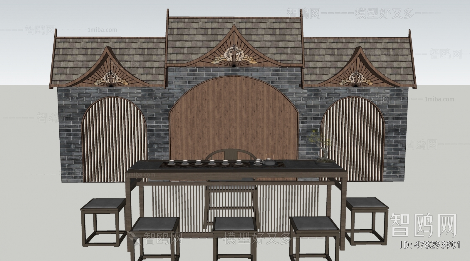New Chinese Style TV Wall